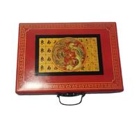 HEAGER Soporte para tubo de ensayo, Mahjong Antique Set con estuche de madera Travel Family Mahjong 144 Tile (A)