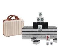 HEAGER Soporte para tubo de ensayo, Mahjong Game Set Mah Jong Mahjong 144 azulejos Juego a mano Fiesta Reunión Mahjong con caja (Svart)