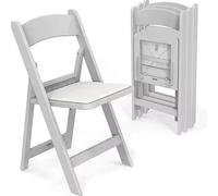 Healand Sillas Plegables de Resina con cojín, Silla de plástico Plegable con Asientos Acolchados cómodos, Fiestas y Eventos, Dentro y Fuera de casa,Grey