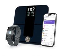 HEALBE - Kit de control de arranque 2: ingesta automática de calorías, banda inteligente HEALBE GoBe U (gris) y báscula inteligente de suelo Healbe con análisis de composición corporal (negro)
