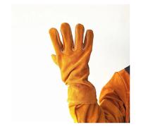 HEALBYBLE Guantes de soldadura 35 cm piel vacuno serraje con palma reforzada for el pulgar, vestimenta de seguridad(Grey)