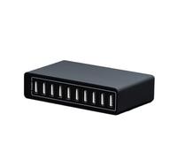 HEALBYBLE Tipo estación de Carga rápida del Cargador de 65W 10 USB de C PD 20w MAX 60W for teléfonos móviles con Puertos múltiples(60W 10 Port Black)