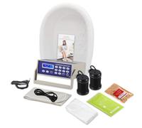 Healcity Máquina de desintoxicación iónica para baño de pies con lavabo, sistema de limpieza de spa de iones negativos para uso doméstico con correa de muñeca, 2 matrices, 10 forros y sal del Himalaya