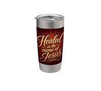 Healed in The Name of Jesus - Christian Faith Proclamation Vaso térmico de acero inoxidable de doble pared