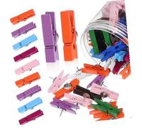 HEALEEP 100 Piezas Chinchetas con Clips de Madera para Corcho para Fotos Notas Proyectos Manualidades