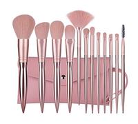 HEALEEP 12piezas Kit De Brochas De Maquillaje Profesional Con Acabado Electrochapado Brocha Para Polvos Con Mango De Plástico Para Maquillaje Diario y Viajes