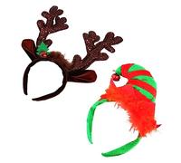 HEALEEP 2 Diademas De Para Navidad Decoraciones Para Fiestas Llaveros De Diademas Navideñas Diademas Navideños Tocados Navideños De Tela