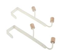 HEALEEP 2 Ganchos Dobles sin Perforaciones de Hierro Forjado, Colgadores de Puerta Trasera de Madera, Gancho de Almacenamiento para Abrigos, Ropa y Bolsos, Organizador para Baño y Sala,