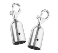 HEALEEP 2 Piezas Gancho de Metal para Extremos de Cuerda Cierre Rápido de Cordón Resistente de Aleación de Aluminio Tope para Cuerda con Gancho para Barreras y Señalización de Color Plata