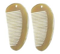 HEALEEP 2 Piezas Peine de Cuerno de Yak Natural Peines Perforantes Portátiles para Masaje Capilar