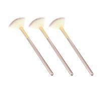 HEALEEP 3 Pinceles de Maquillaje Facial en Fibra Sintética, Set Pequeño Brocha Abanico para Polvos y Contorno, Mango, Herramientas Cosméticas para Uso Diario y Profesional