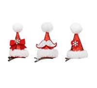 HEALEEP 3piezas Tarjetas de Navidad Forma de Gorro Lazo de Corazón y Pinzas Pelo para Decoración de Fiesta y Tocados Navideños Varios estilos
