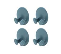 HEALEEP 4 Ganchos Adhesivos Ovalados Azules para Enchufe, Organizador Multifuncional de Cables y Tapones, Soporte Resistente sin Taladro, Colgador para Baño y Cocina, Gancho para Cable