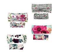 HEALEEP 4 Pares de Diademas para Padres E Hijos de Terciopelo Dorado Estampado Europeo y Americano, Accesorios Cabello Niña en Colores Verde Floral, Rosa Floral, Rosa Fuerte y Leopardo,