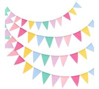 HEALEEP 4 Piezas Banderines de Triángulo de Lino Decorativos para Fiestas de Guirnalda para Bodas Cumpleaños Especiales Reutilizables y Metros de
