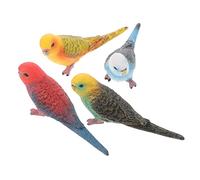 HEALEEP 4 Piezas Figuritas de Loro Artificiales Set de Aves Simuladas para Decoración Infantil y Rústica Adornos de Pájaro Realistas Colores