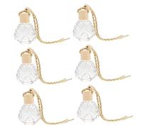 HEALEEP 6Piezas Colgante de Botella de Perfume para Decoración Interior de Automóvil Botellas de Aceite Esencial Transparentes Recargables y Prácticas