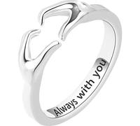 HEALEEP Anillo Abierto de Abrazo para Mujeres, Anillo de Promesa Ajustable Color Blanco, Joyería de Boda y Compromiso para Fiesta y Obsequio Romántico
