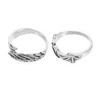 HEALEEP Anillos Ajustables Abiertos de Alas de Murciélago Vintage, Juego de 2 Piezas para Parejas, Anillo de Ala Angular para Hombre y Mujer, Joyería Unisex para Uso Diario y Obsequio