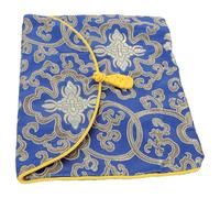 HEALEEP Bolsa de Libros de Música y Escrituras Budistas de Brocado Azul 23x17 Cm, Almacenamiento Étnico Vintage Multiusos para Viaje y Uso al Aire Libre