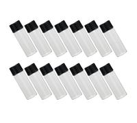 HEALEEP Botellas de Viaje Reutilizables de Vidrio Transparentes para Aceites Esenciales y Cosméticos, Set de 50 Unidades de 5 Ml Tapón Antidesbordamiento Negro Texturizado, Dispensador