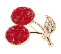 HEALEEP Broche de Cereza de Metal Gemas de Imitación, Diseño Pequeño y Lindo, Accesorio Decorativo para Solapas, Adecuado para Uso Diario y Eventos Festivos, Broche de Moda para Mujer