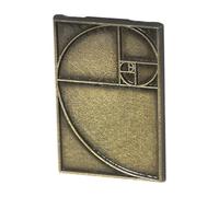 HEALEEP Broche de Solapa Metálico Dorado Diseño de Proporción Áurea en Espiral, Pin Rectangular Medieval Vintage para Profesores y Amantes Matemáticas, Obsequio Escolar Elegante