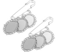 HEALEEP Broches de Aleación para Bricolaje Impresión por Transferencia Térmica, 2 Unidades, Bisel en Blanco, Accesorios para Decorar Ropa, Bolsos y Manualidades