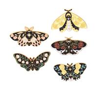 HEALEEP Broches de Mariposa Esmaltados 5piezas Aleación Duradera y Cierre Seguro, Estilo Retro Delicado para Pin de Solapa en Ropa y Mochilas