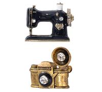 HEALEEP Broches de Solapa Creativos para Mujer, 2 Piezas (cámara Digital Negra y Tocadiscos Dorado), Broche Retro de Metal Resistente, Accesorios para Ropa y Regalos en Ocasiones