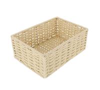 HEALEEP Caja de Almacenamiento Decorativa Tejida de Ratán Simulado, Pequeña (22x15x9 Cm), Soporte para Escritorio en Cuerda de Papel Resistente, Cesta Organizadora Multifuncional