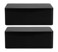 HEALEEP Caja de Hojalata Negra Obsidiana 2 Piezas, Caja de Almacenamiento Vintage para Té, Dulces y Dinero, con Tapa Hermética, Adecuado para Bodas y Recuerdos, Contenedor Metálico