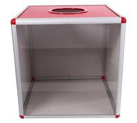 HEALEEP Caja de Rifa Roja Transparente Mediana para Eventos, Urna Electoral y Donaciones, Contenedor Plástico con Ranura, Caja de Almacenamiento para Boletos y Tarjetas, Juego de Fiesta