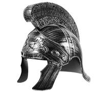 HEALEEP Casco de Guerrero Romano de Plástico Reutilizable Plateado para Adultos, Accesorio de Disfraz y Cosplay, Adecuado para Fiestas, Carnaval y Halloween, Casco Soldado Vintage