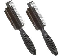 HEALEEP Cepillo de Peluquería Profesional Negro de Doble Cara Cerdas de Nylon y Abs Flexible para Limpieza de Cabello en Casa y Hotel, Pack de 2 Unidades