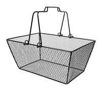 HEALEEP Cesta de Almacenamiento Metálica Negra Asa Cesta Portátil Multiusos para Frutas y Artículos del Hogar Contenedor Abierto de Escritorio y Cocina