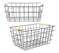 HEALEEP Cesta de Rejilla Metálica Rectangular de Hierro Gran Capacidad y Diseño Multiusos para Organizar Libros y Objetos Diversos Hogar Color Aleatorio