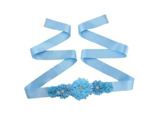 HEALEEP Cinturón de Flores para Mujer de 270 Cm en Azul Claro Accesorio de Moda para Vestidos Cinturón para Maternidad y Sesiones de Fotos para Fiestas y Eventos