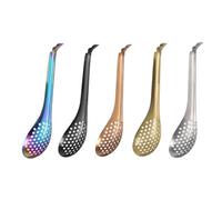 HEALEEP Coladores y Cucharas Ranuradas de Acero Inoxidable para Caviar, 5 Piezas Multicolor, Utensilios Creativos para Cocina y Servicio en Hogar, Restaurante y Bar Estilo Aleatorio