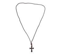 HEALEEP Collar de Cruz de Madera Negra Ébano, Colgante de Crucifijo Artesanal, Accesorio de Joyería de Iglesia para Oraciones Diarias y Eventos Religiosos, Joyas Espirituales para Mujeres