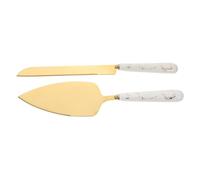 HEALEEP Cortador de Pastel Triangular y Pala para Tartas 2 Piezas Acero Inoxidable Mango de Cerámica, Juego para Hornear Casero en Caja de Regalo Clara, Utensilios Cocina para Repostería