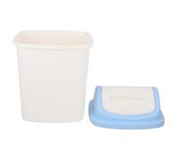 HEALEEP Cubo de Basura Abatible para Hogar y Oficina Papelera con Tapa Diseño Moderno Color Leche y Azul para Baños y Cocinas Resistente y Práctico
