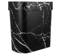 HEALEEP Cubo de Basura Ovalado Estrecho de Plástico sin Tapa Diseño de Mármol, Papelera para Baño, Cocina y Dormitorio, Bote de Basura Resistente y Fácil de Limpiar, Adecuado para Hoteles