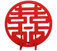 HEALEEP Decoración de Boda Signo Doble Felicidad Rojo Tradicional de Fieltro para Centros de Mesa y Sala, Artículo Decorativo Chino para Fiesta Matrimonial y Habitación Nupcial