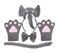 HEALEEP Diadema De Elefante 3 Piezas Guantes, Accesorio De Disfraz Infantil De Tela Gris, Para Fiestas y Halloween, Conjunto Adorable De Cosplay y Tocado De Dibujos Animados