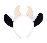 HEALEEP Diadema Orejas de Vaca para Fiesta Accesorio Pelo de Animales Tocado de Halloween Adorno Cabello Cuernos para Decoración de Peinado
