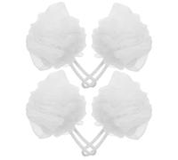 HEALEEP Esponja de Baño Exfoliante Grande 4 Unidades, Bola de Flores y Esponjosa para Ducha Corporal, Color Claro, para Uso en Baño y Limpieza Profunda Piel