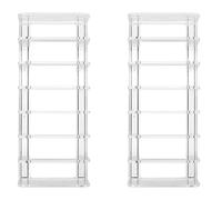 HEALEEP Expositor de Maquillaje Acrílico Transparente 7 Compartimentos, Organizador Compacto para Polvos, Sombras y Cosméticos, Set de 2 Piezas Adecuado para Tocador y Almacenamiento