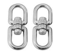 HEALEEP Ganchos Giratorios de Acero Inoxidable 304 Doble Clip 4 Mm, Anillos Giratorios 2 Unidades para Cestas Colgantes, Maceteros Exteriores y Campanillas de Viento, Accesorio Resistente