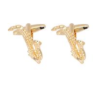 HEALEEP Gemelos de Latón Dorado Diseño de Saxofón, 1 Par para Camisa, Accesorios Masculinos para Eventos Sociales y Banquetes